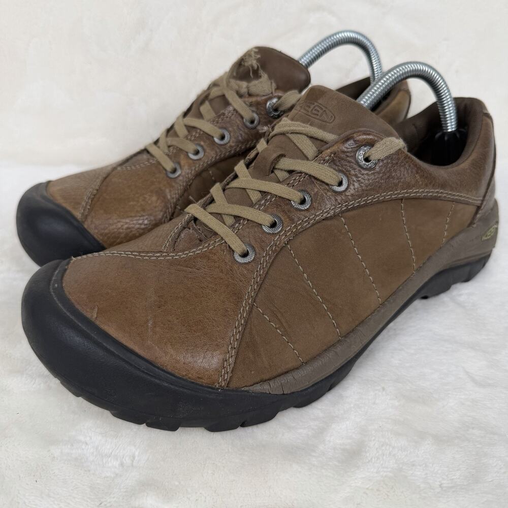 KEEN Brown Leather Lace-Up Walking Shoes Rubber Toe Cap UK 8.5 US Women’s 11